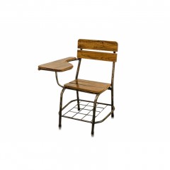 OLD STUDENT CHAIR IRON TEAK - CHAIRS, STOOLS